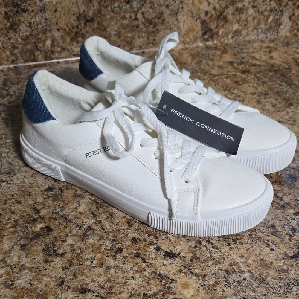 French Connection White and Blue Casual Sneakers